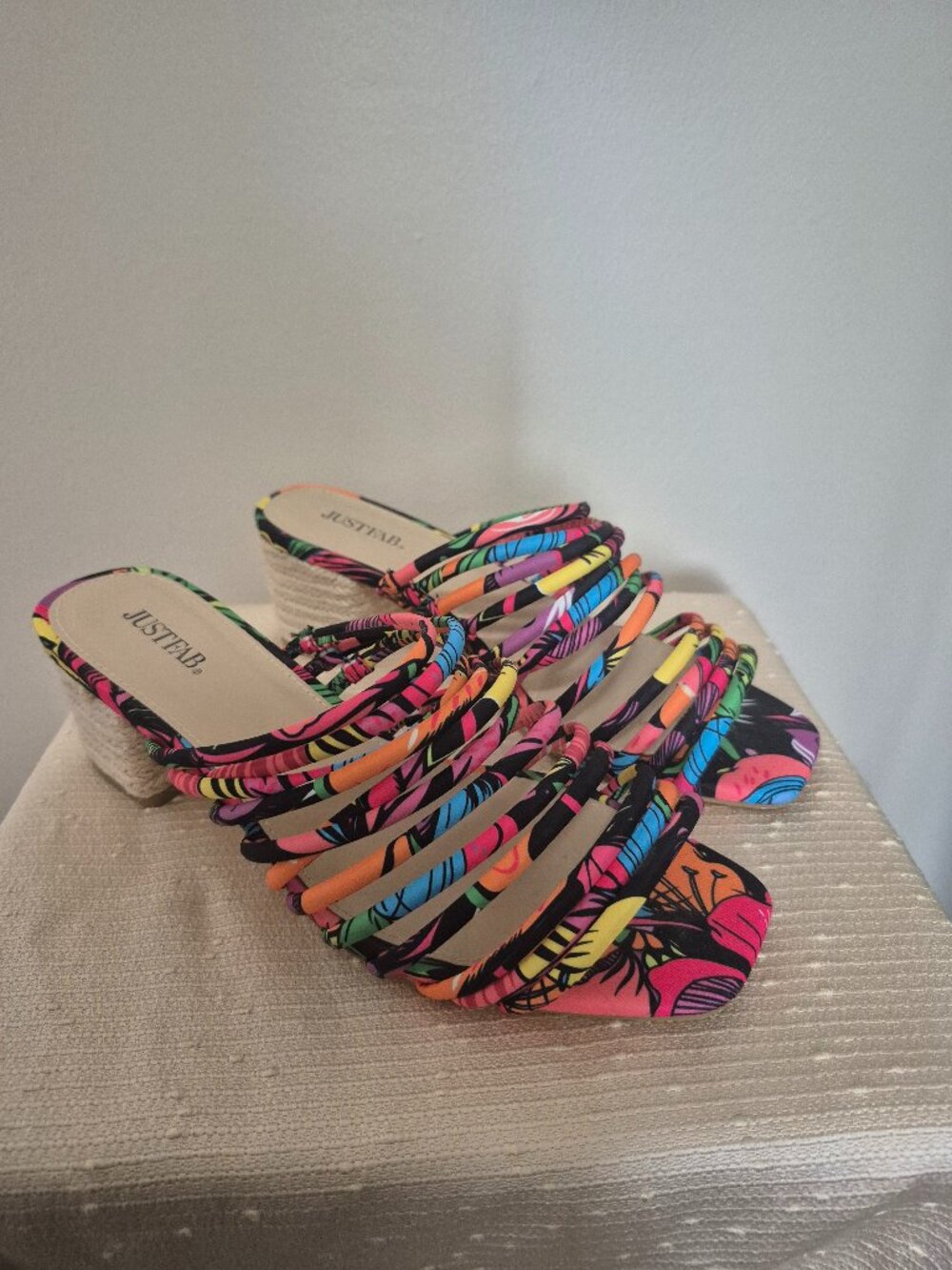 Multi-coloured heeled sandal